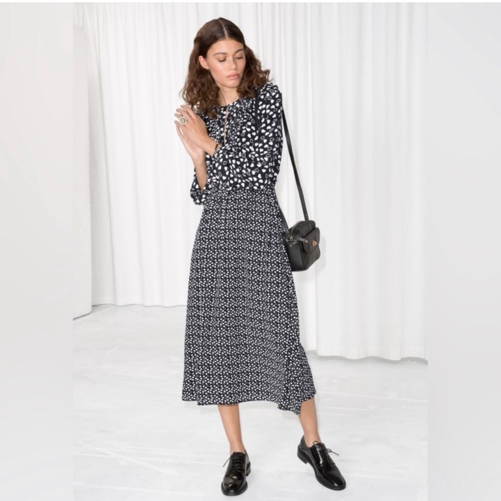 & Other Stories Heart Print Midi Dress - US 4